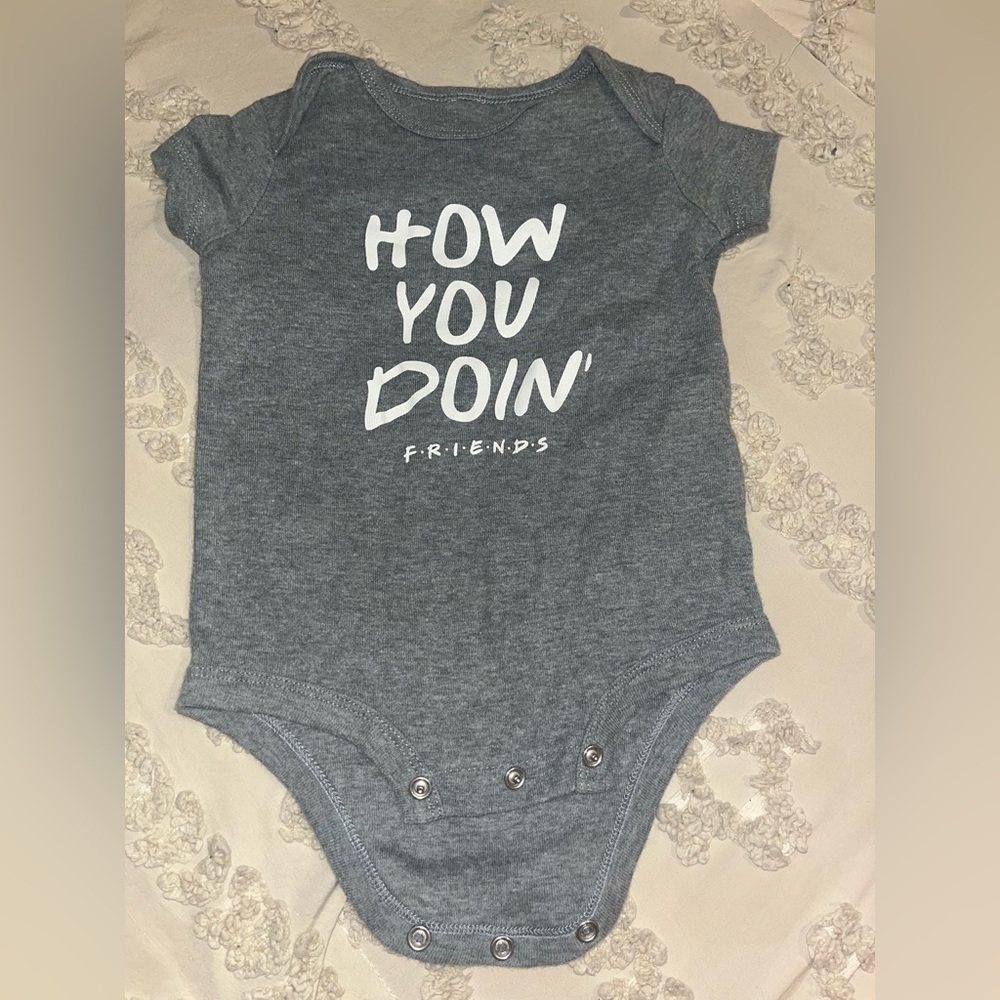 FRIENDS Charcoal Bodysuit with White Print